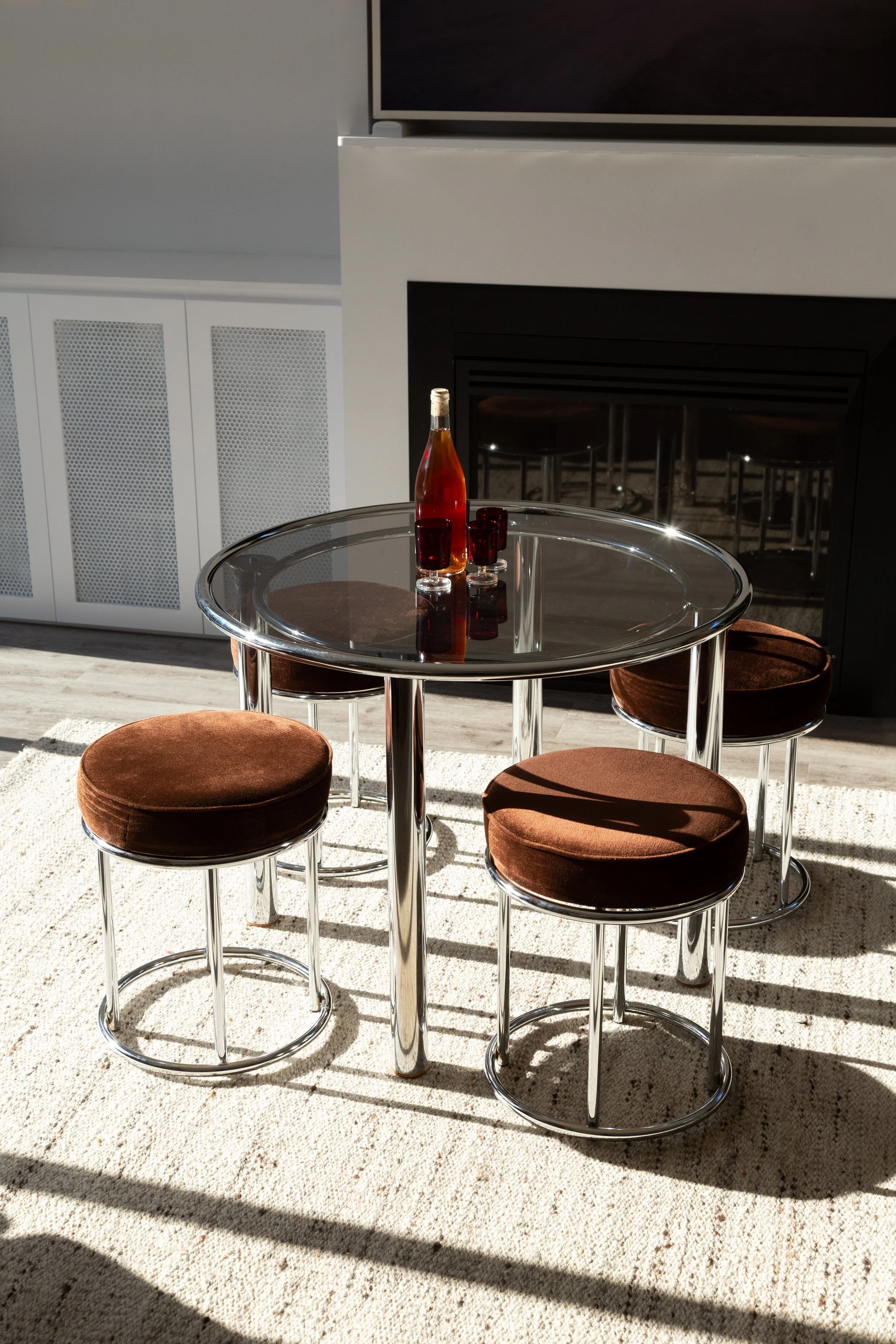 1980s Italian Chrome Fondue Suite