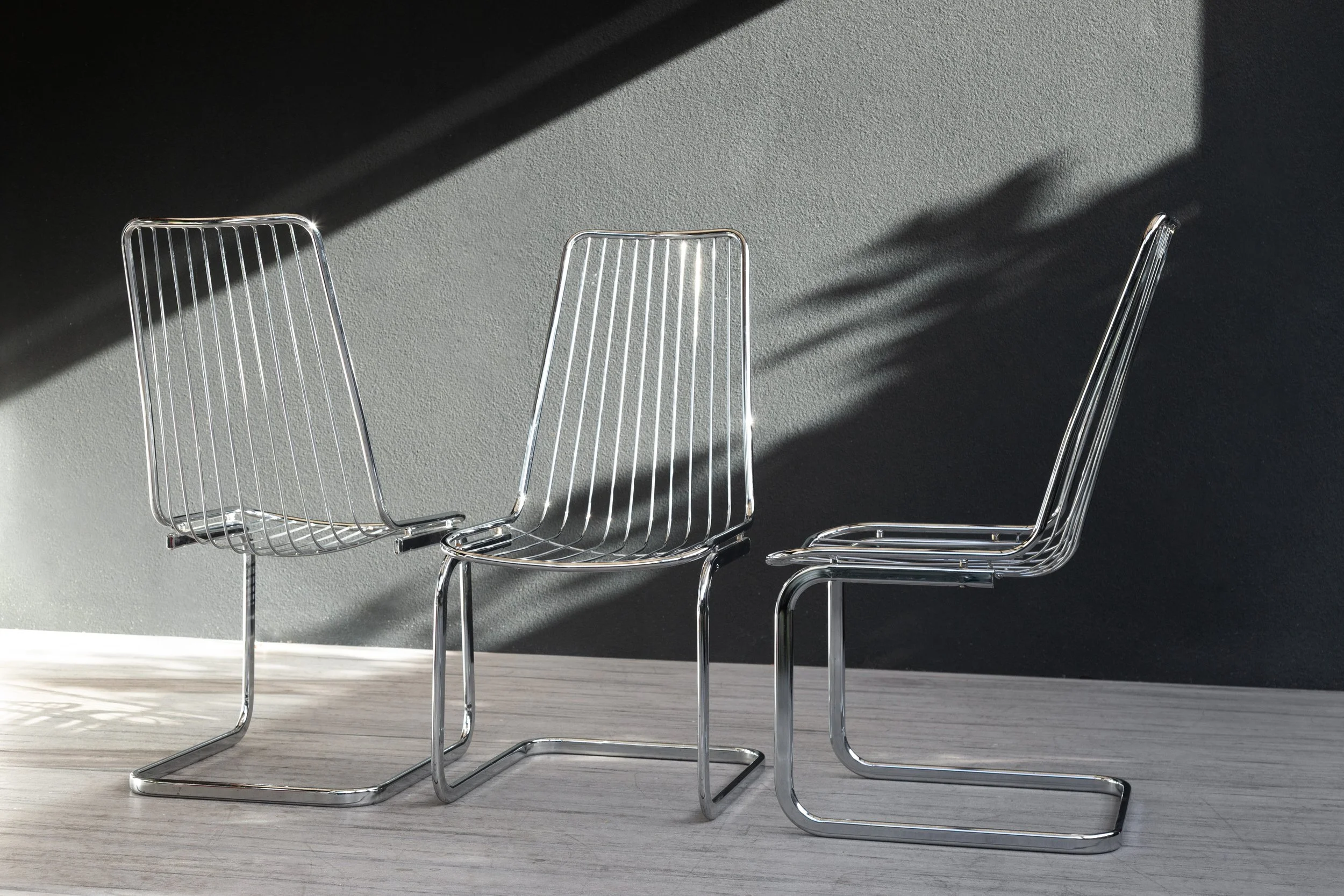 Vintage Chrome Wire Dining Chairs (Set Of 6)