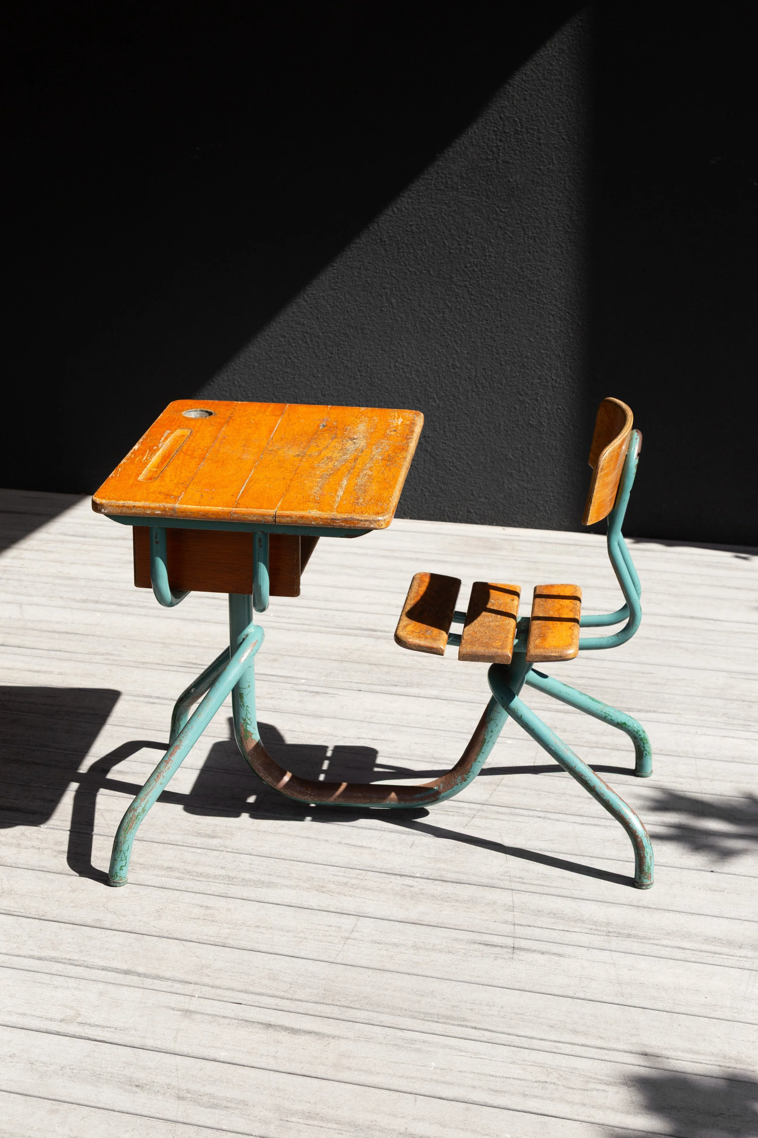 Jean Prouve (Style Of) Rare Antique School Desk