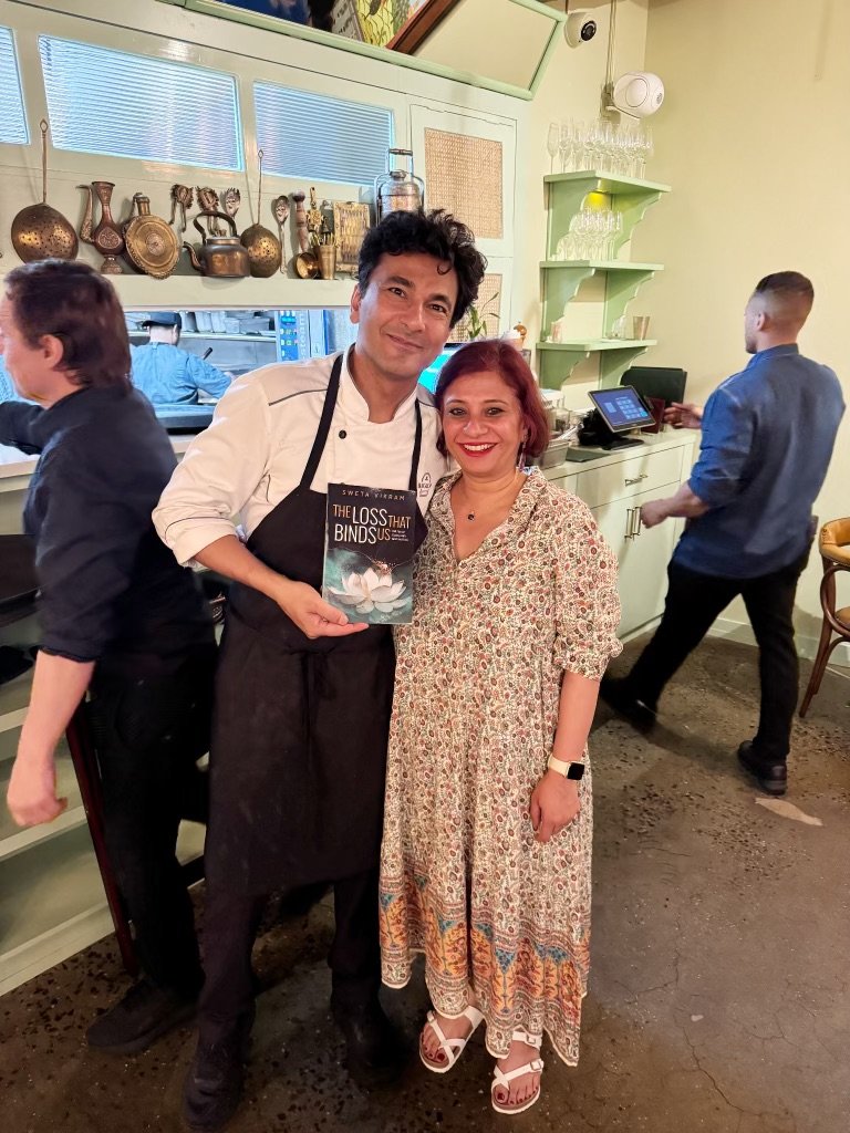 Celebrity Chef Vikas Khanna adds THE LOSS THAT BINDS US to his library at his restaurant Bungalow, NY.