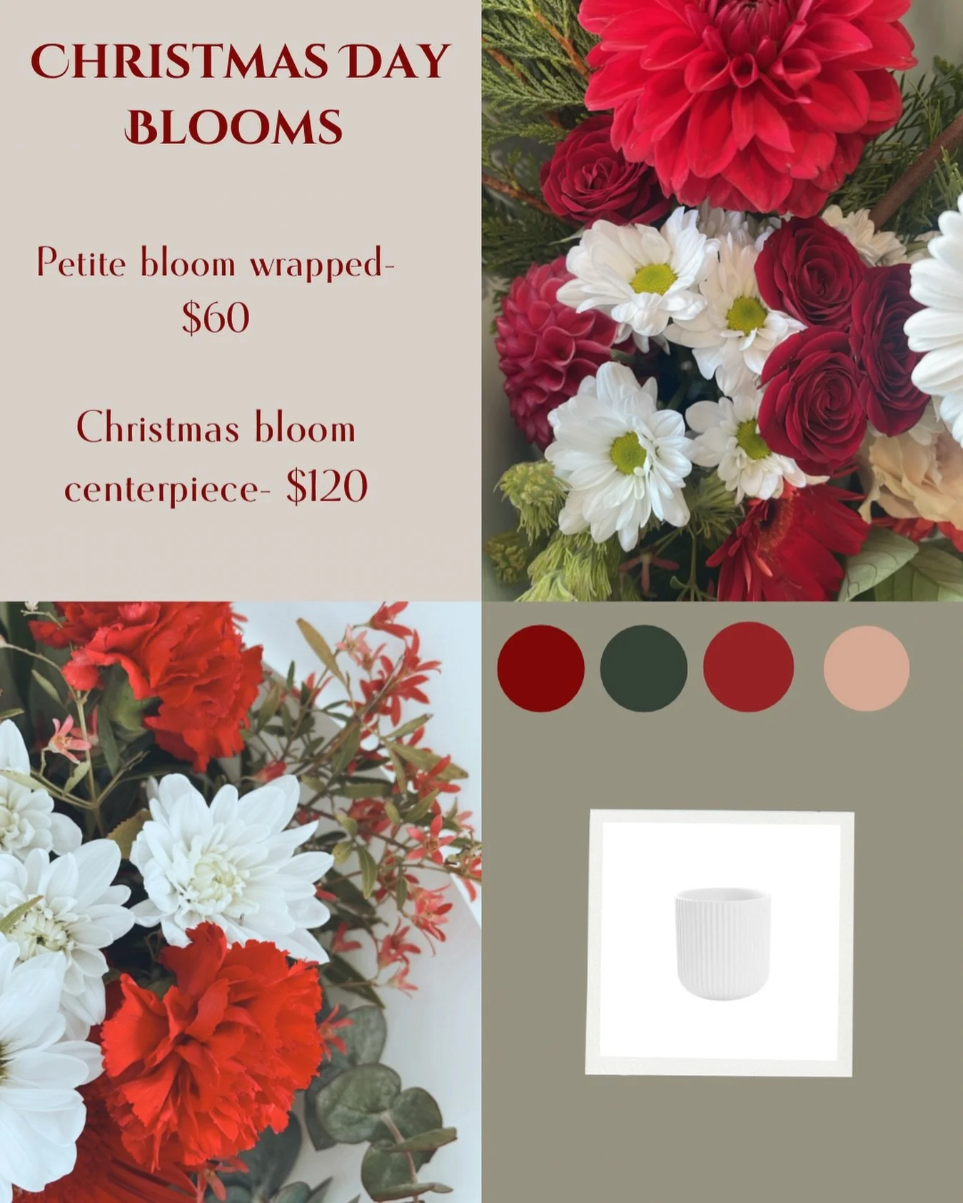 Christmas Day blooms now open to order ✨

This year&rsquo;s Christmas flowers are all about rich reds, deep burgundy tones, and a soft hint of my signature blush paired with a touch of green &mdash; the perfect palette to bring warmth and beauty to y