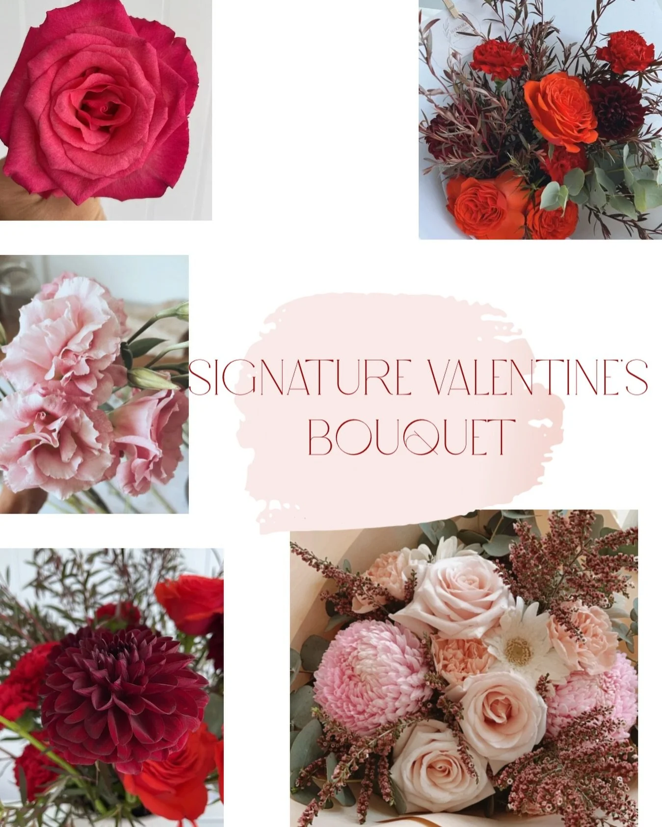 Our Signature Valentine&rsquo;s Bouquet 🤍

A one-off, limited edition bouquet designed in our signature soft, romantic Valentine&rsquo;s palette &mdash; blush, cream and gentle berry tones with a hint of deep red. 

Perfect for those wanting one bea