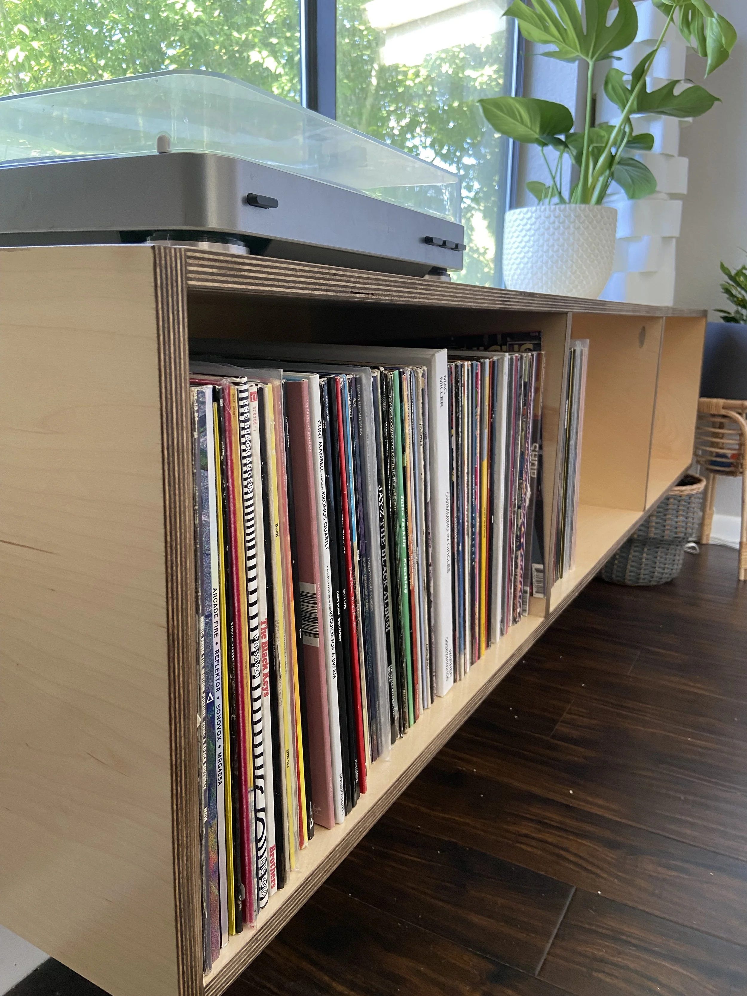 Modern Baltic Birch Floating Record Storage Console