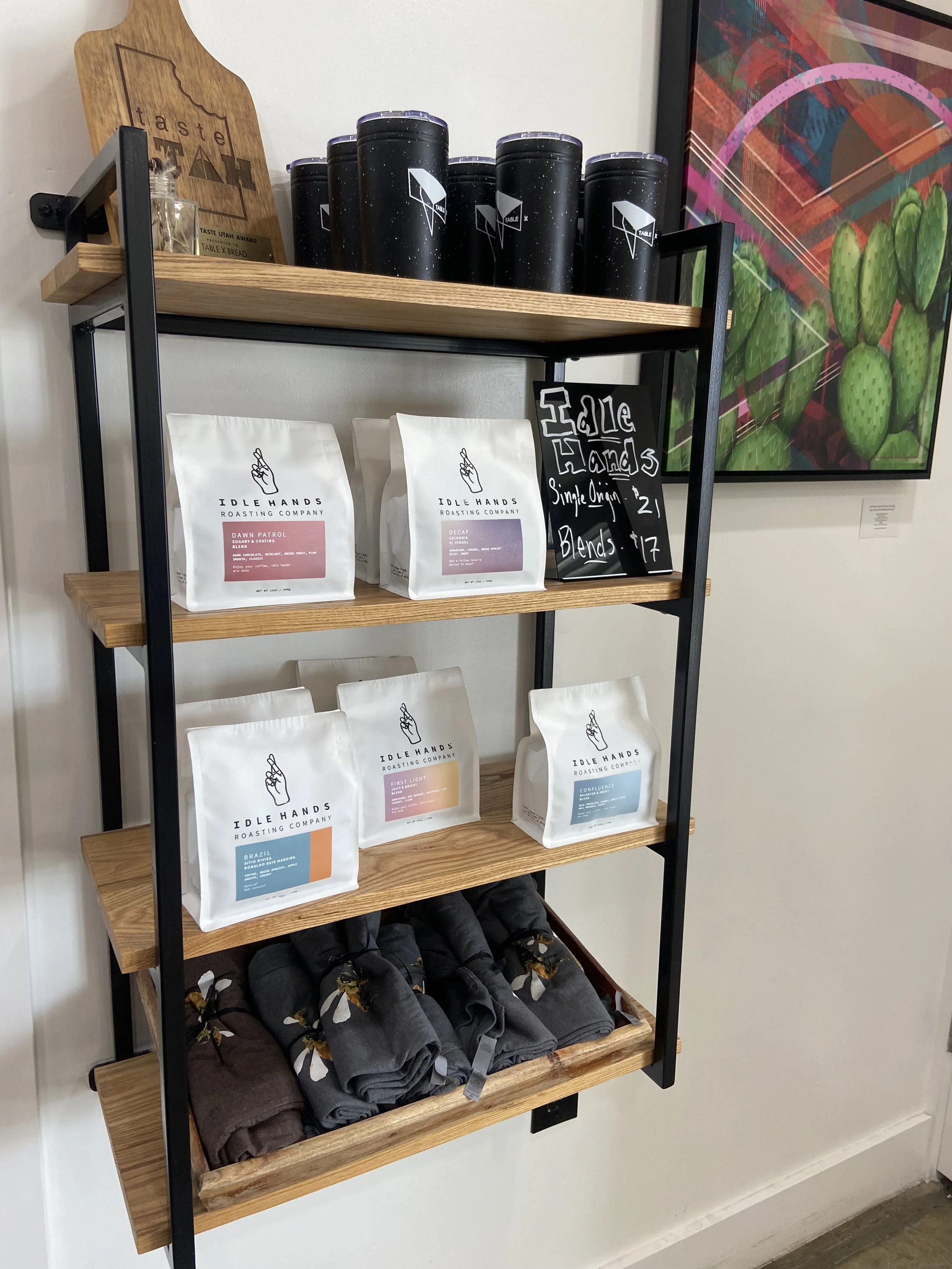 Custom Ash and Steel Shelves 