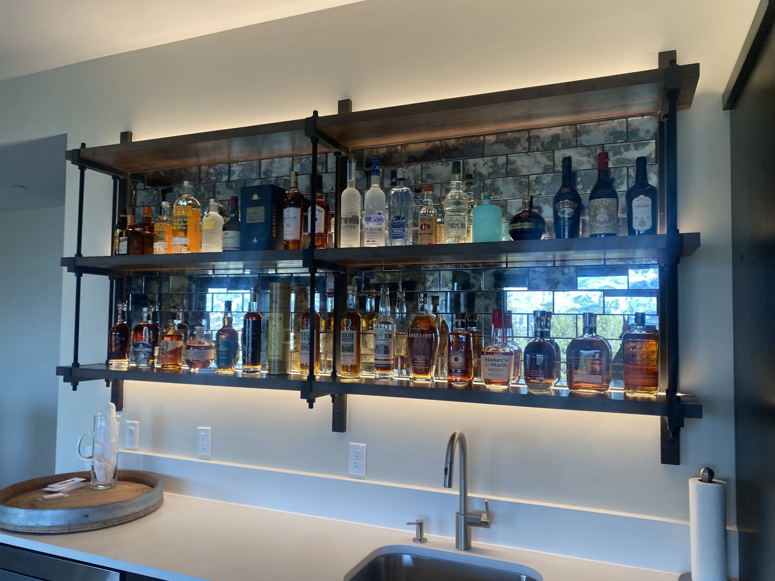 Custom Industrial Bar Shelves 