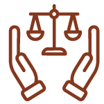 Two hands holding a balanced scale.