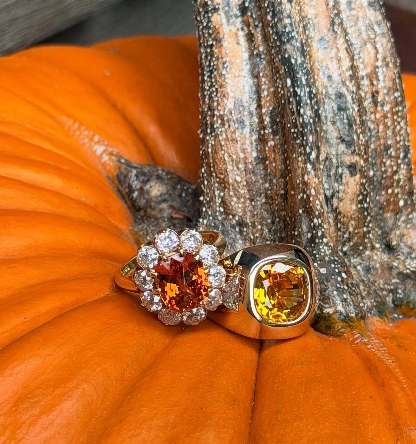 These pumpkin colored rings go great with my gin sour 😜🎃🍸 #SpringsCollectionJewelry