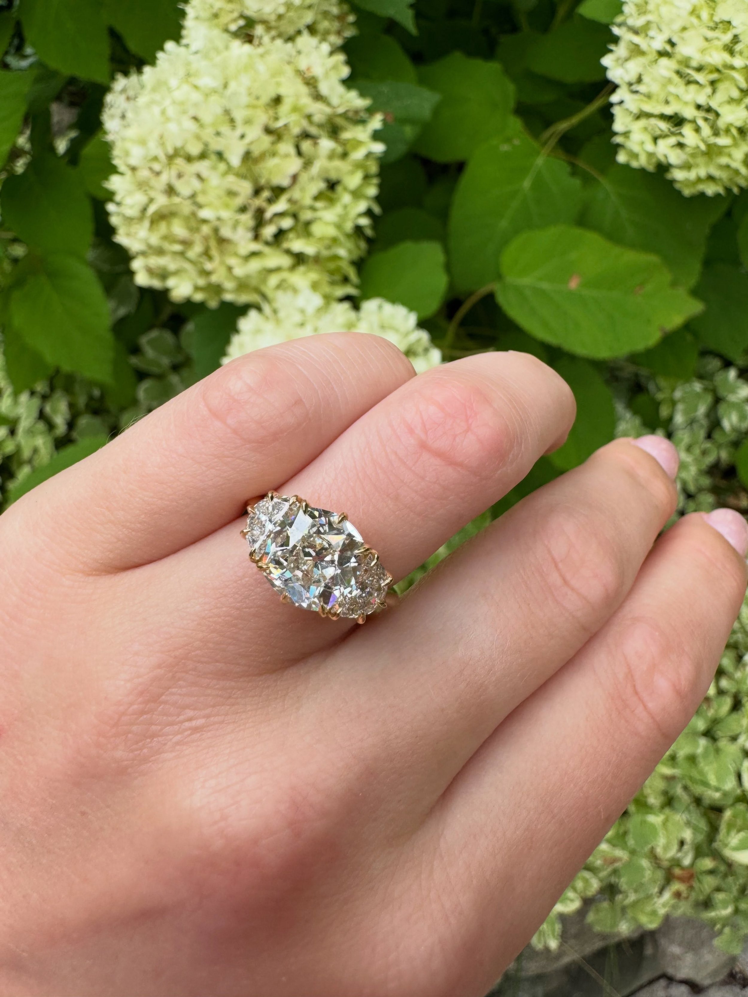 A special ring for special people! Started with looking for months for a specific antique ring, then decided to select and #oldminecut with the help of @opaleye.jewelry and then added some #halfmooncutdiamonds and got it all put together in an antiqu