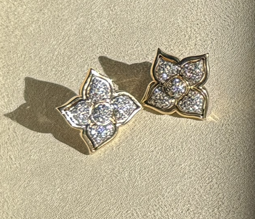 Diamond Flower Earrings