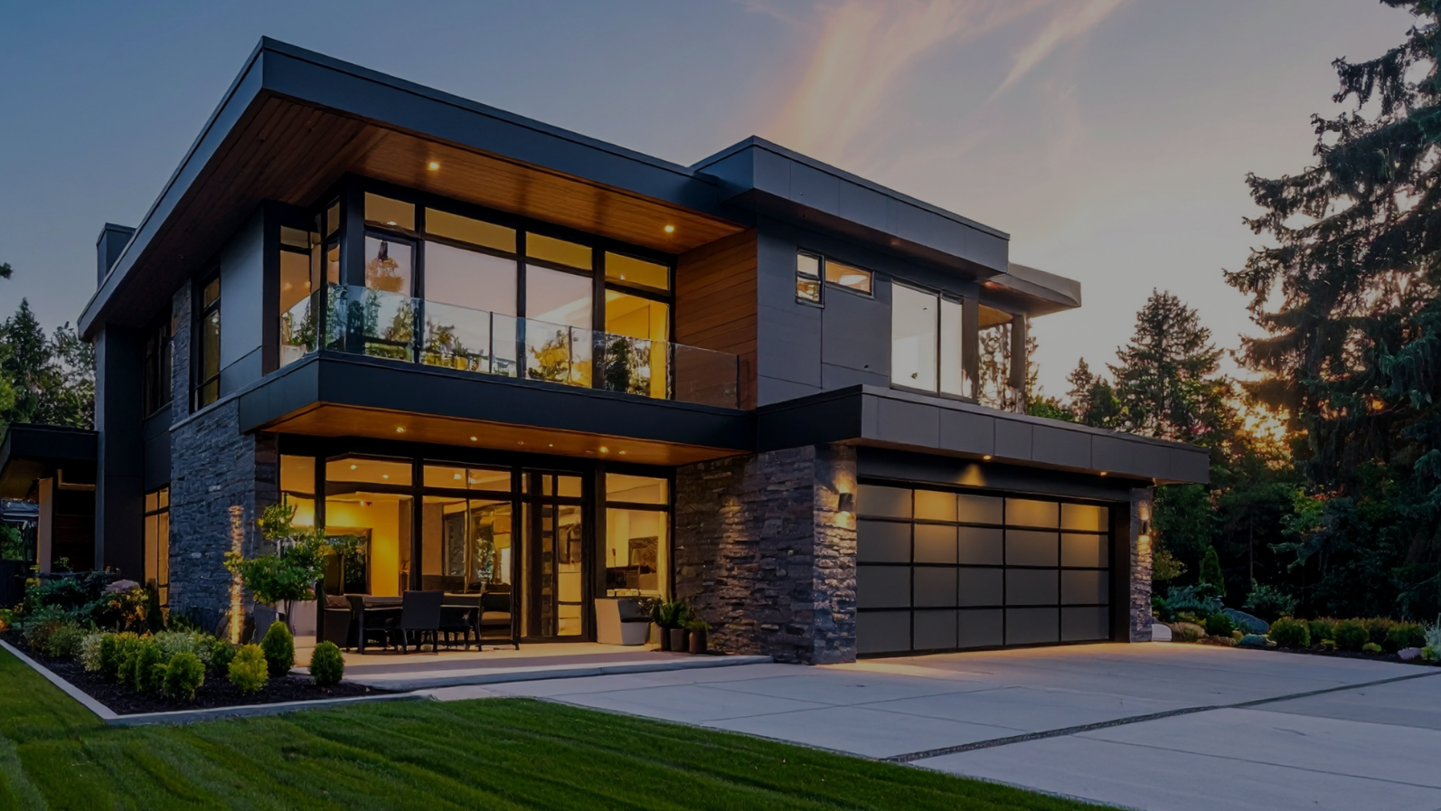 Modern luxury residential home with contemporary architecture and large glass windows