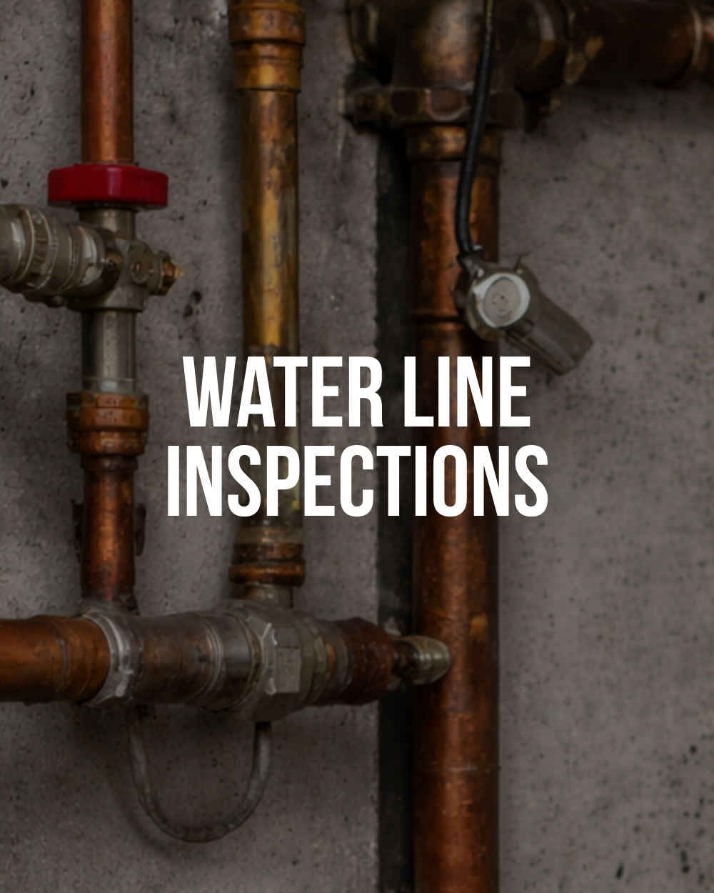 Residential water line piping and shutoff valves used for plumbing inspection