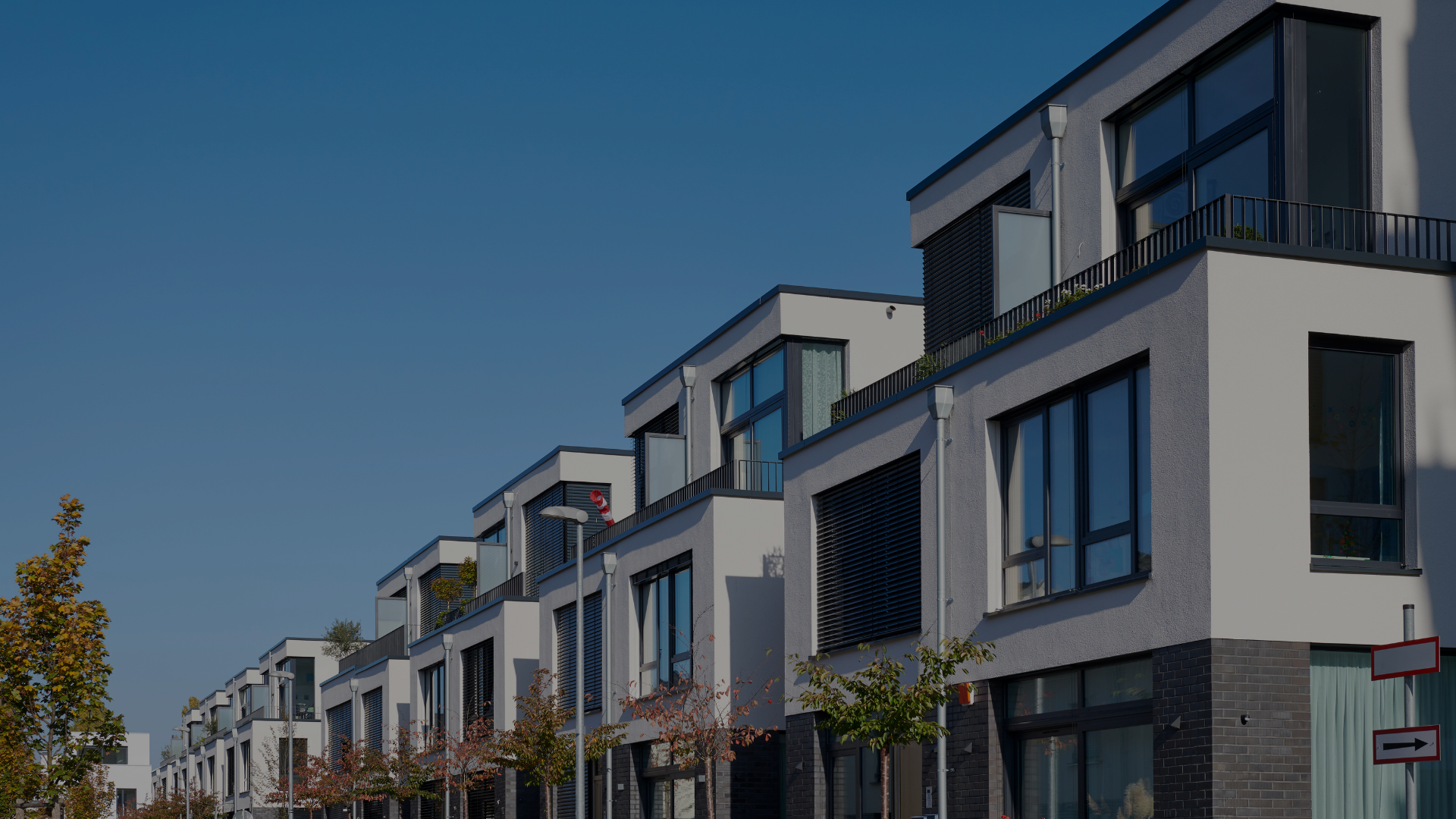 Modern multi unit townhouse residential development with contemporary architecture