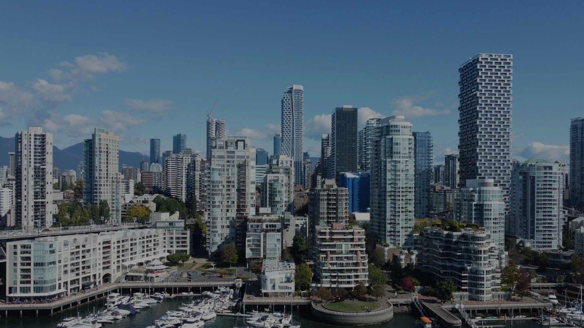 Vancouver skyline with modern residential and commercial high rise buildings