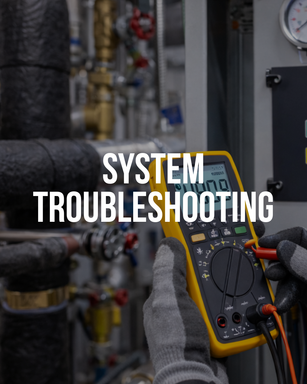 Technician diagnosing HVAC system with digital multimeter