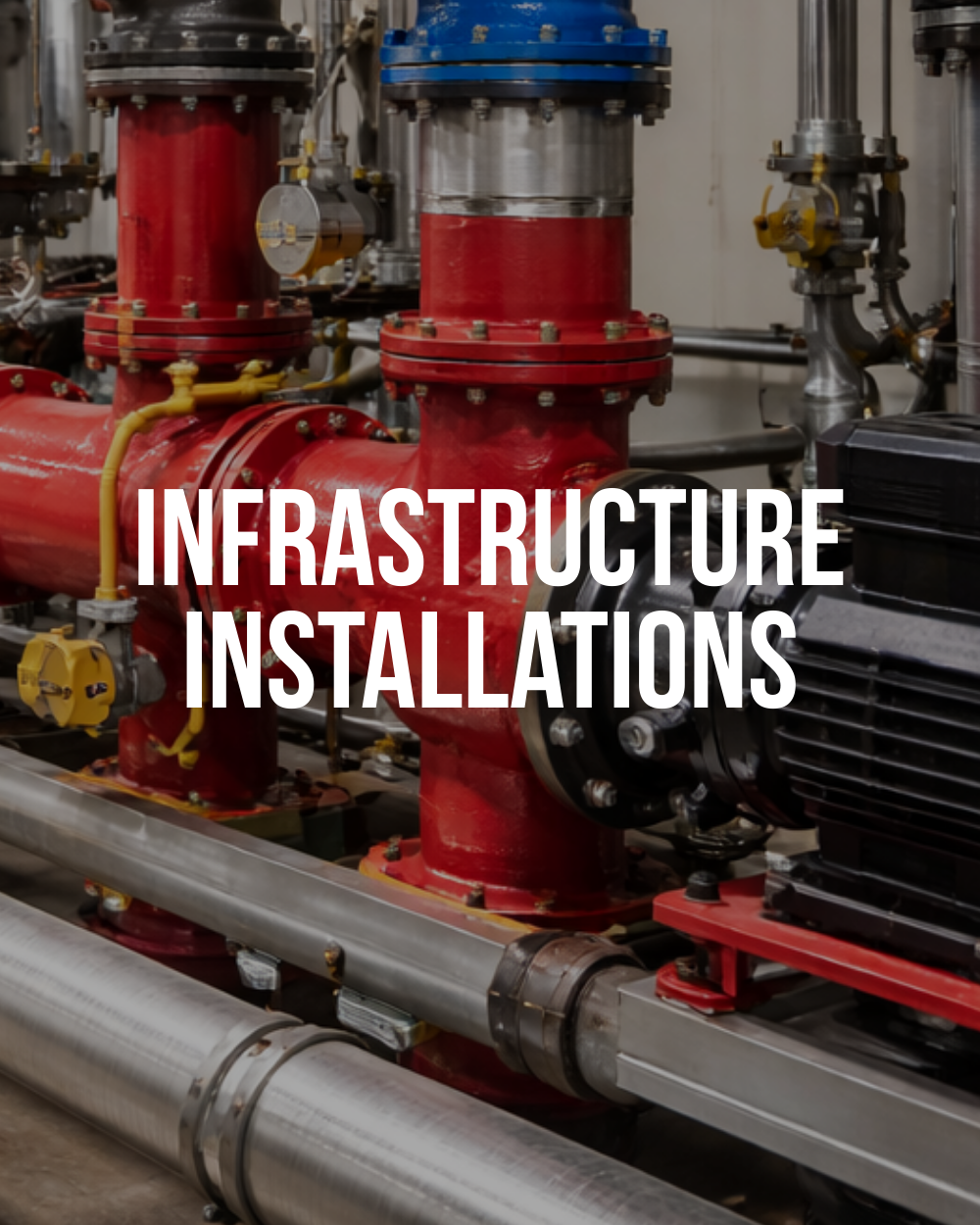 Commercial mechanical piping infrastructure installation in mechanical room