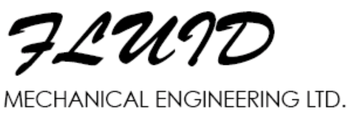 Black logo with the words "FLUID" in stylized text and text underneath that reads "Mechanical Engineering LTD."
