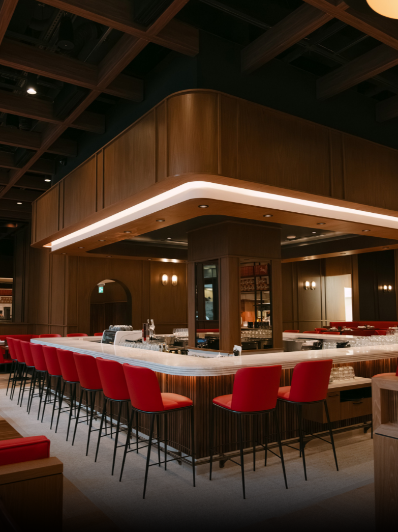 Nook restaurant interior commercial project with modern dining space