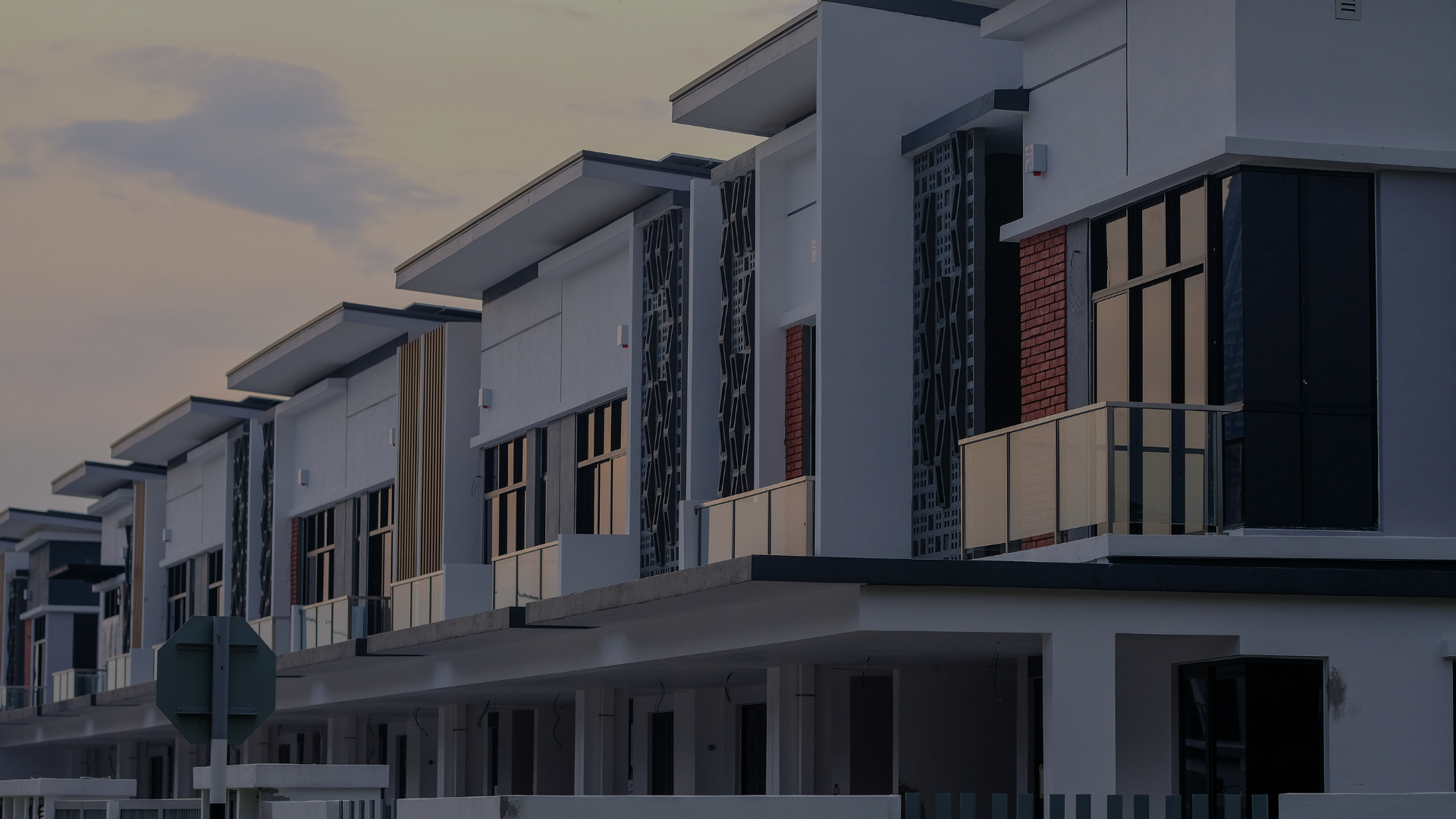 Modern townhouse development with contemporary multi unit residential homes