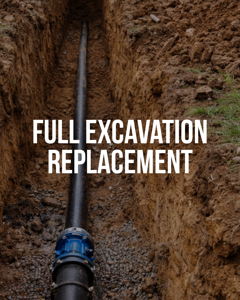 Underground water main pipe installed in excavation trench