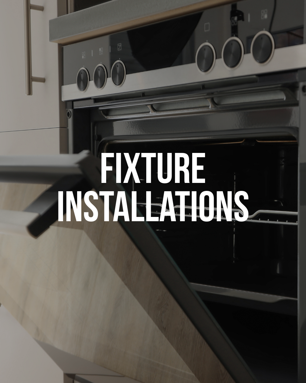 Installation of kitchen appliance fixture in residential kitchen