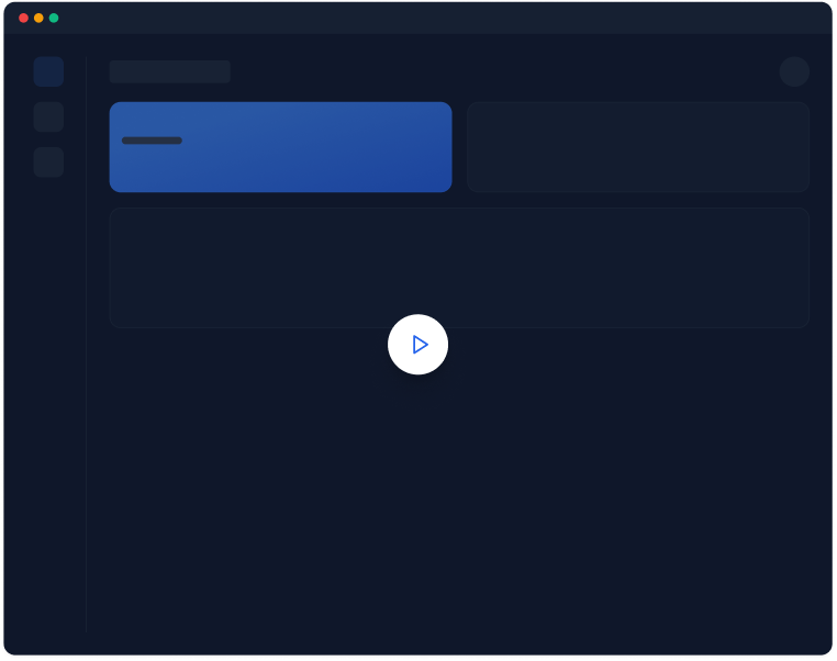 Screenshot of a music editing or DJ software interface with a dark background, showing a playlist, controls, and a play button in the center.