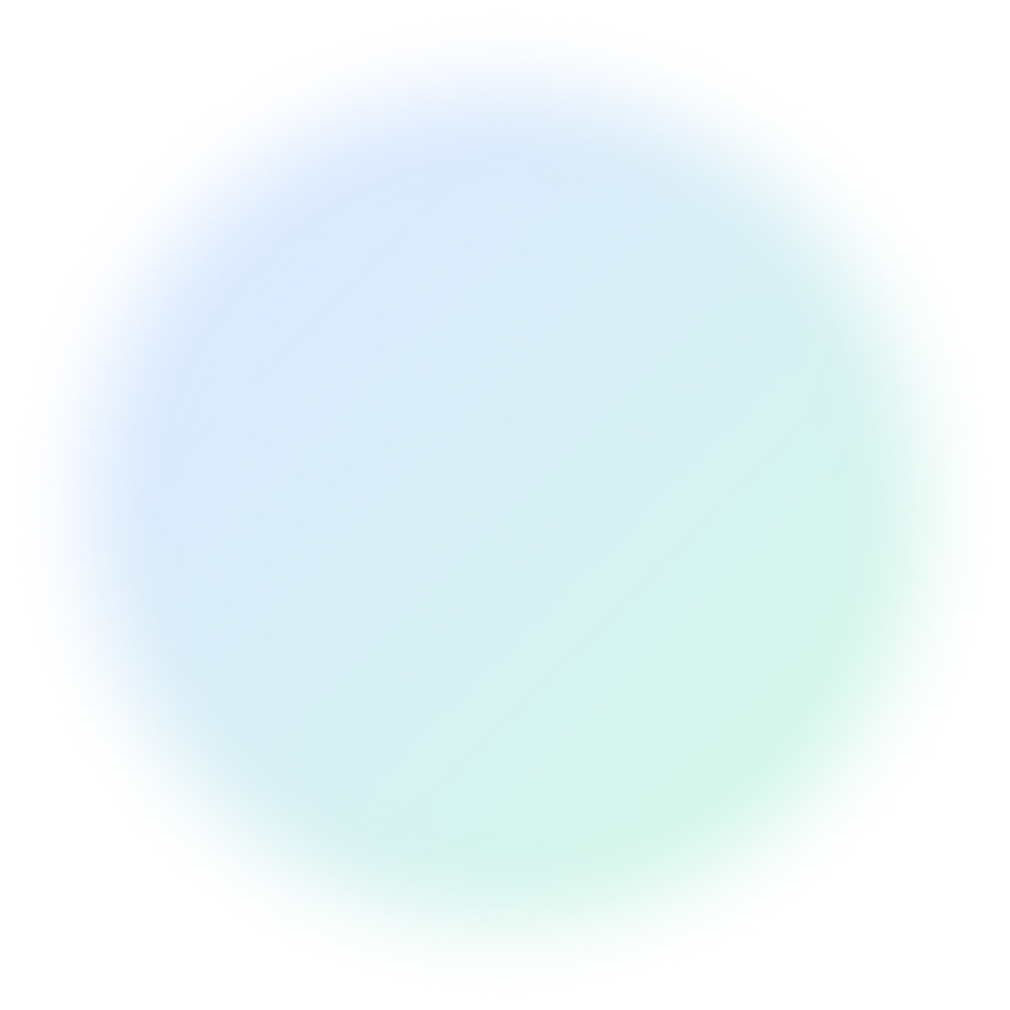 A gradient sphere with soft blue, green, and white hues, smooth and luminous appearance.