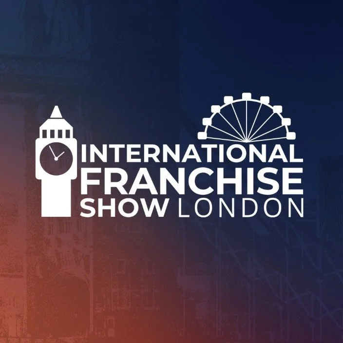 Logo for the International Franchise Show London featuring a clock tower and a Ferris wheel.