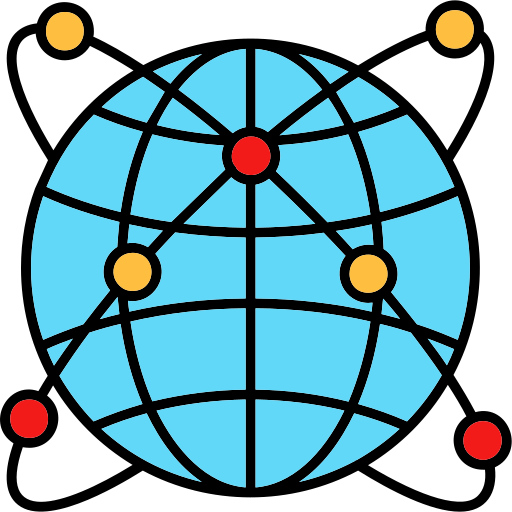 A digital illustration of a globe with interconnected nodes, representing global connectivity or the internet.