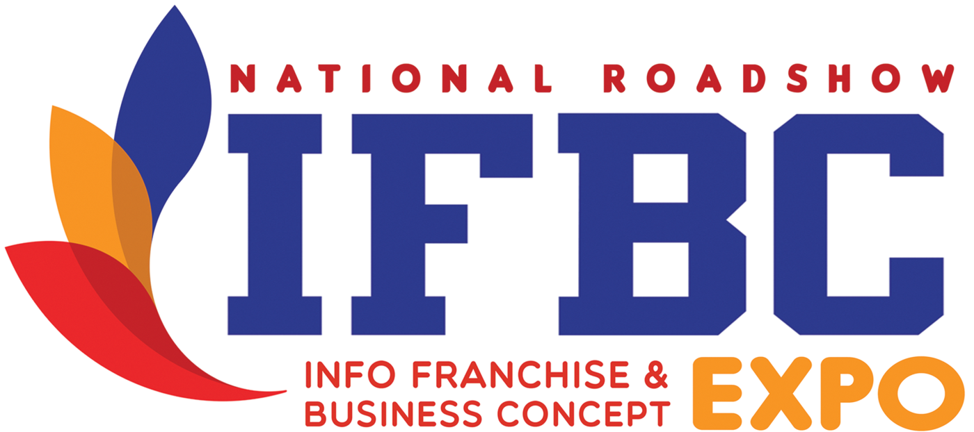 Logo for the National Roadshow ICE Expo, with text "Info Franchise & Business Concept" and colorful leaf design on the left.