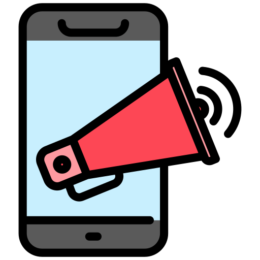 Smartphone with a loudspeaker icon on the screen.