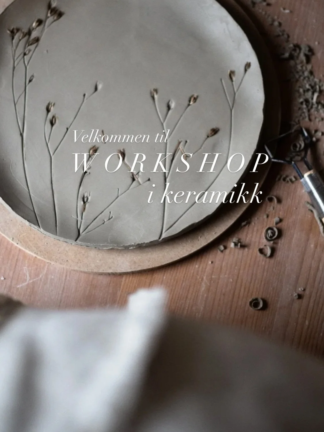 Endelig kan jeg &oslash;nske deg velkommen til workshop i keramikk her hos meg i atelieret. 

Her f&aring;r du innf&oslash;ring i ulike h&aring;ndbyggerteknikker som du f&aring;r bruke til &aring; skape det du &oslash;nsker i leire med veiledning og 