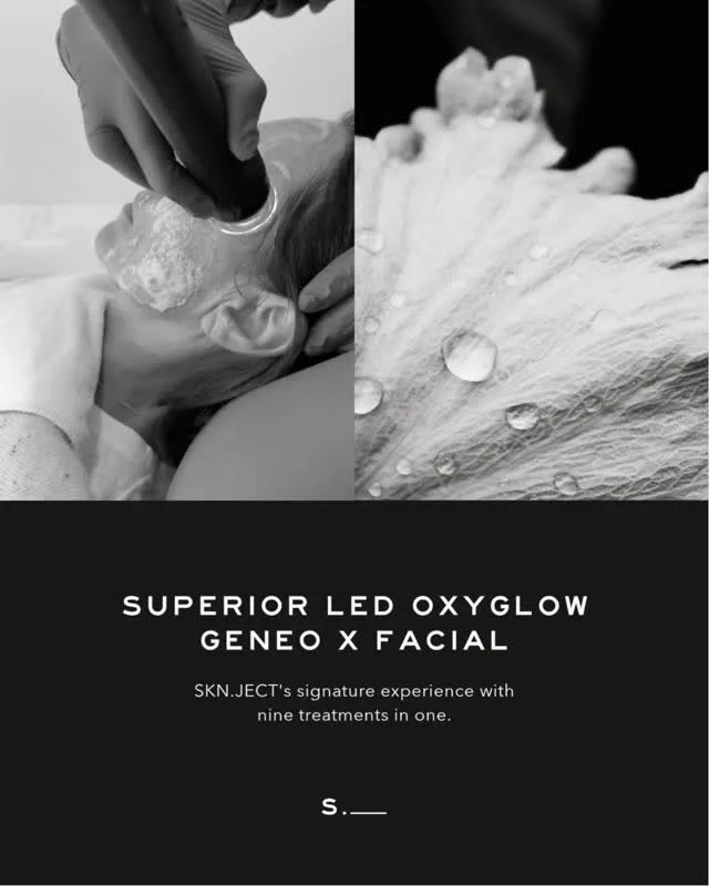 There isn't one OxyGlow facial at SKN.JECT. There are nine.

Powered by the Geneo X, the Superior OxyGlow Facial is a clinically engineered skin experience - not a hydration treatment, not a spa facial. 

Each session is built around your chosen OxyP