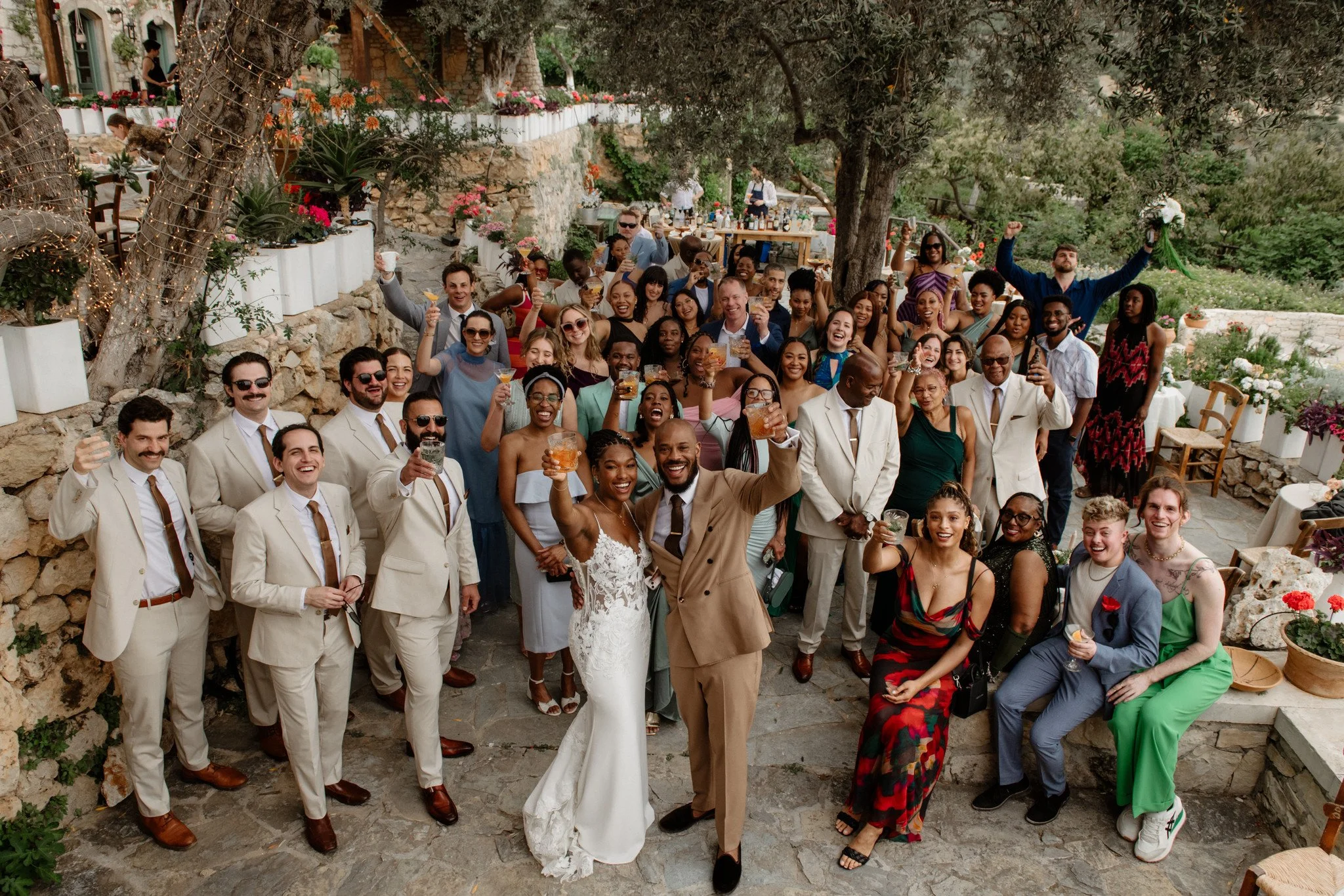 agreco farm wedding, black americans doing toast