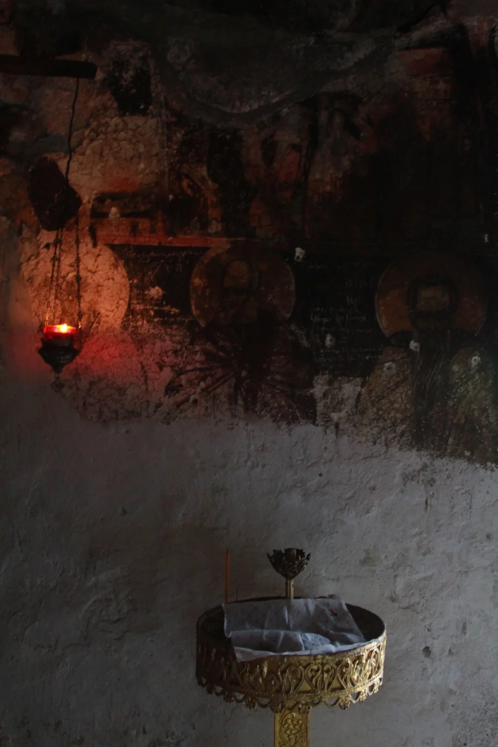 Inside of a cave chapel