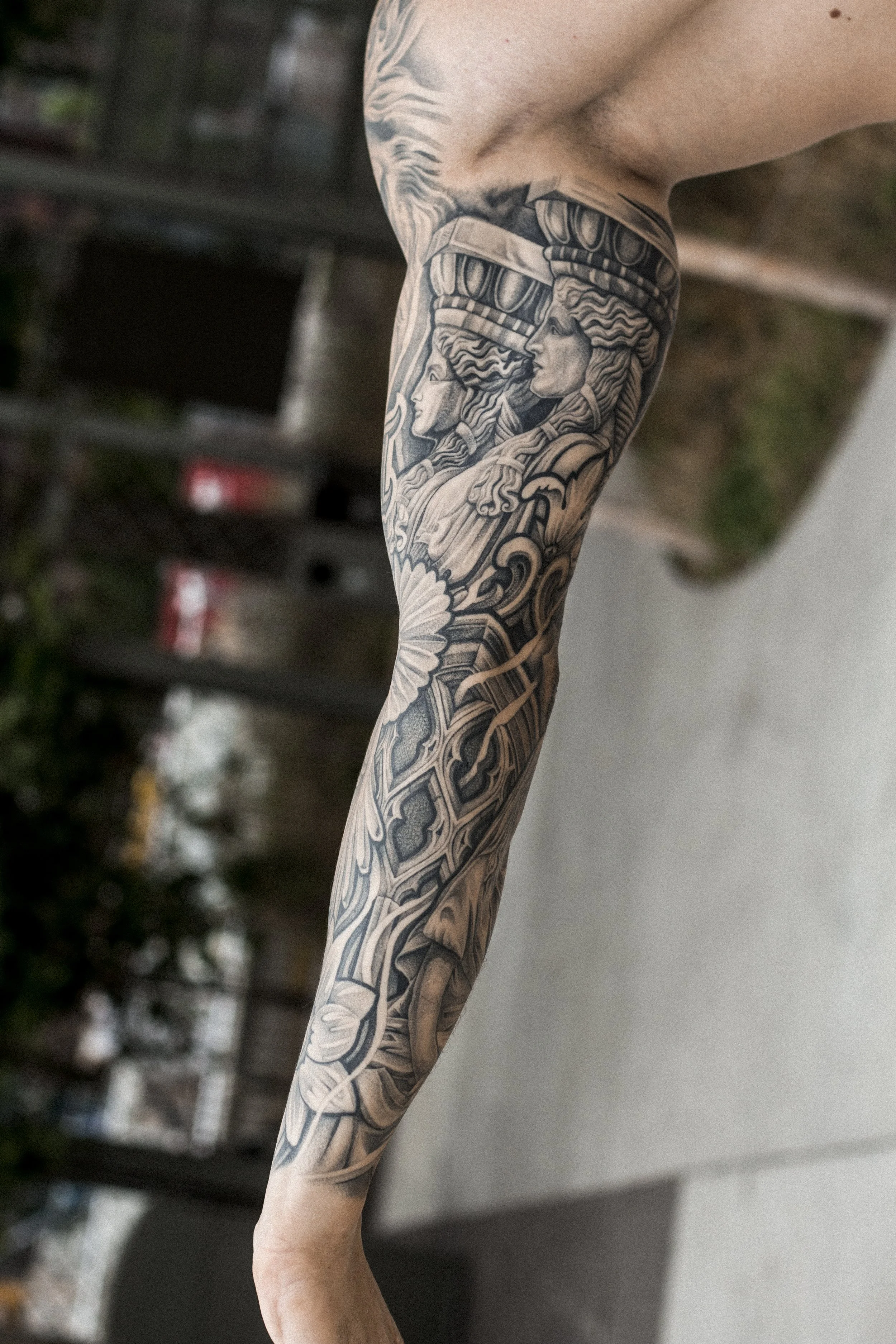 Full Greek Chicano Sleeve Inside View Jannes de Groot Tattoo.JPG