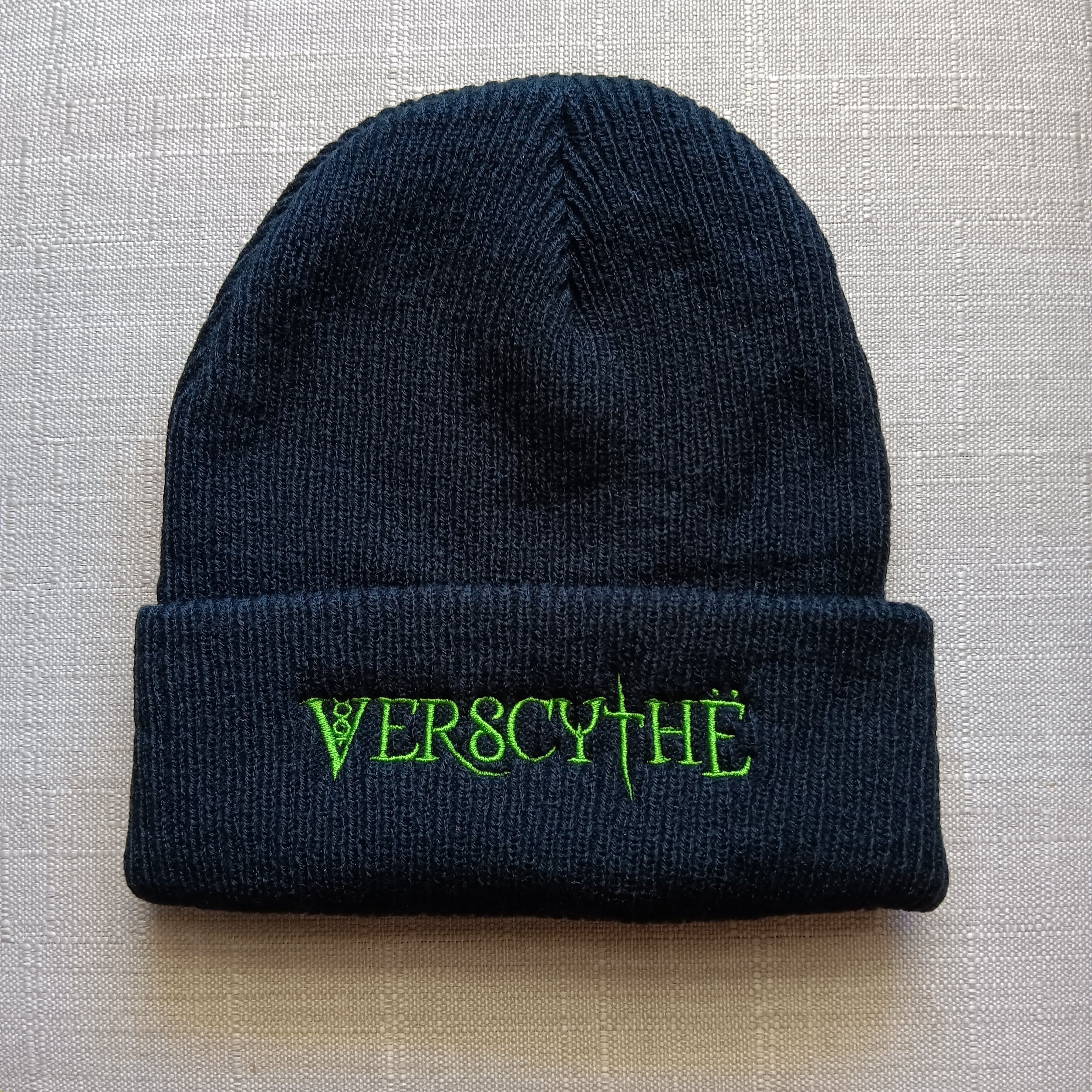 Black Beanie with Green Logo