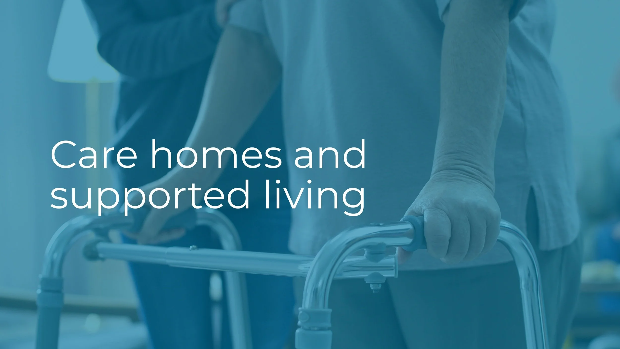 Elderly person using a walker in a care home setting