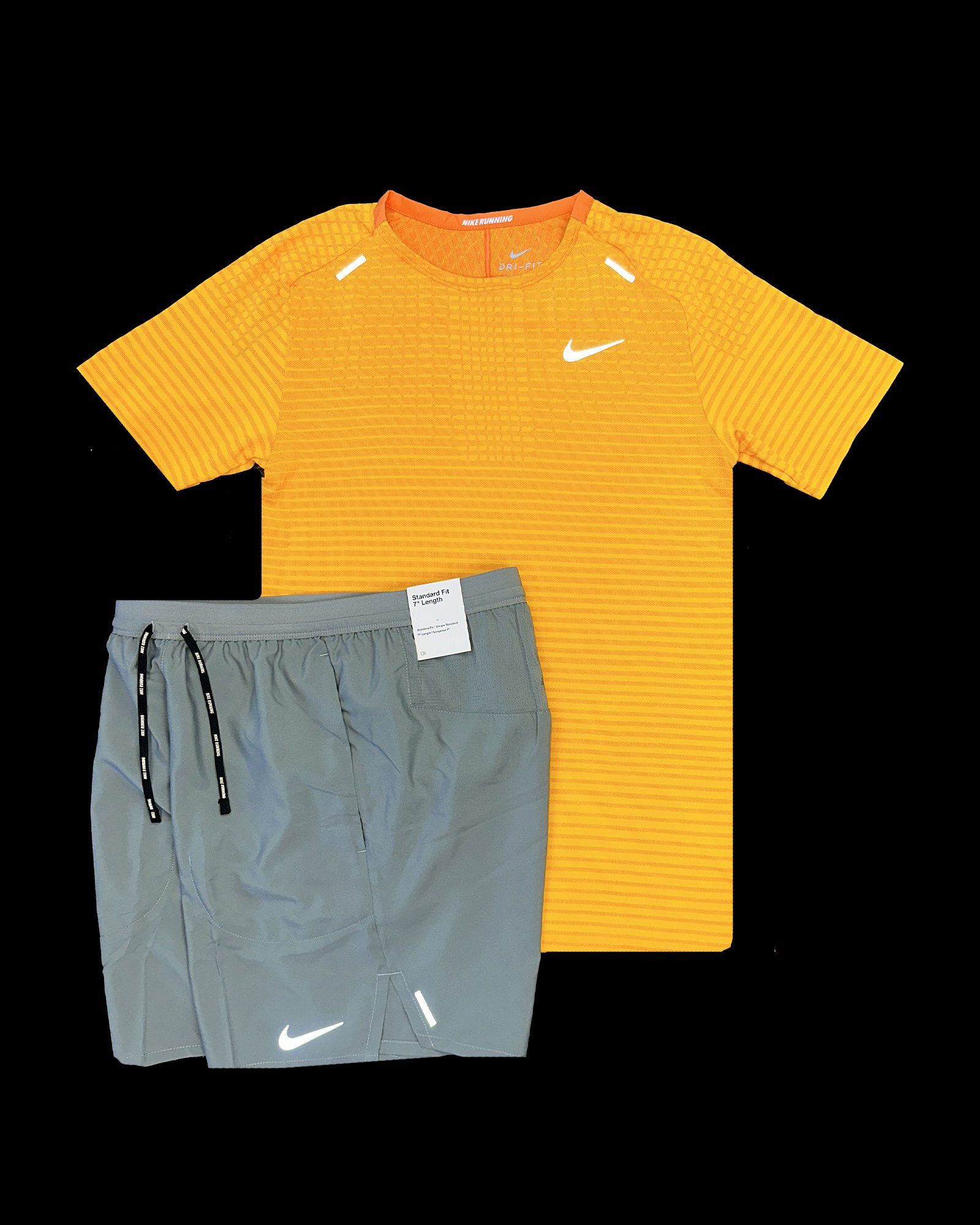 NIKE TECHKNIT ULTRA FLEX STRIDE SET 'TANGERINE / GREY'