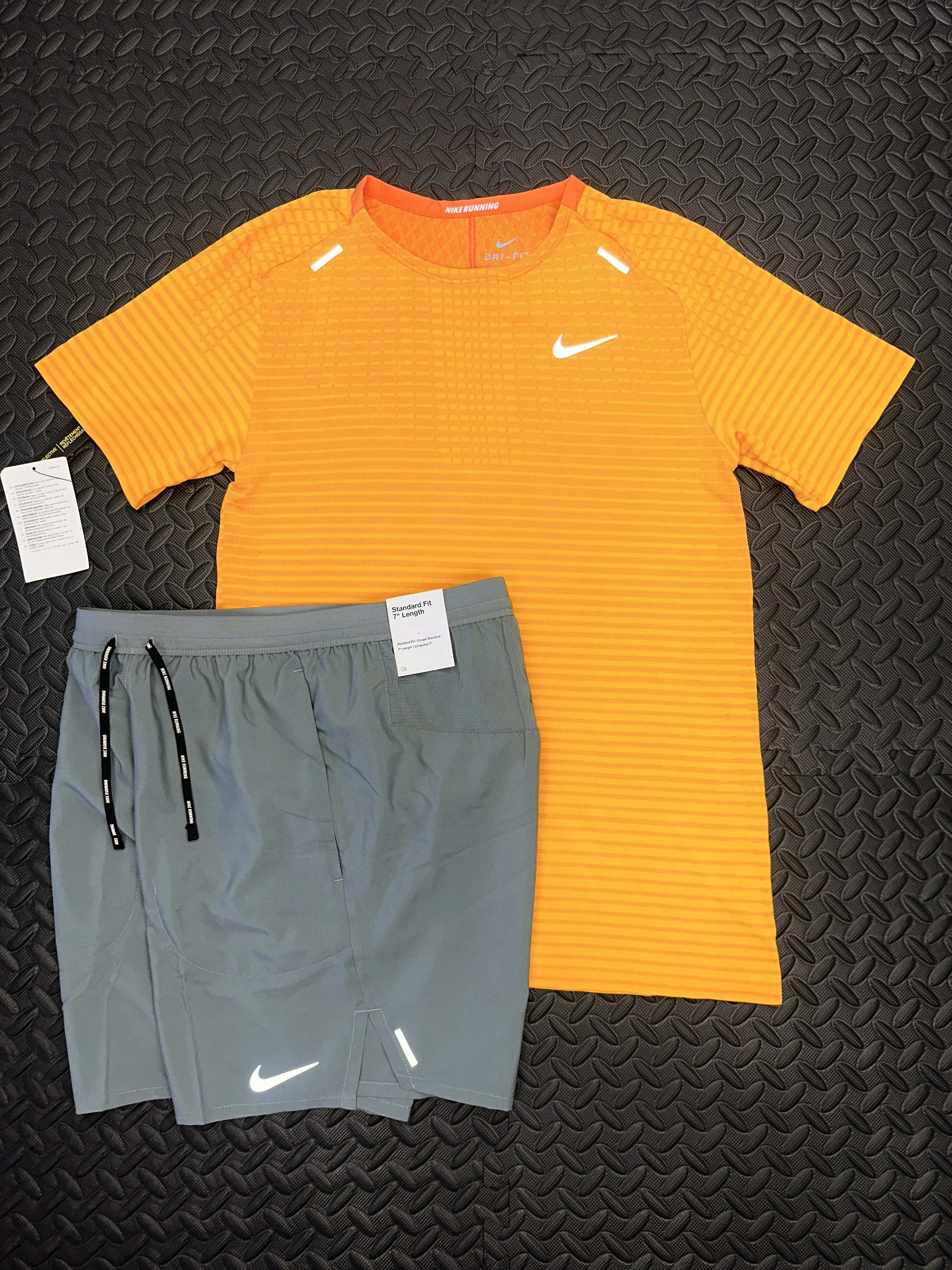 NIKE TECHKNIT ULTRA FLEX STRIDE SET 'TANGERINE / GREY'