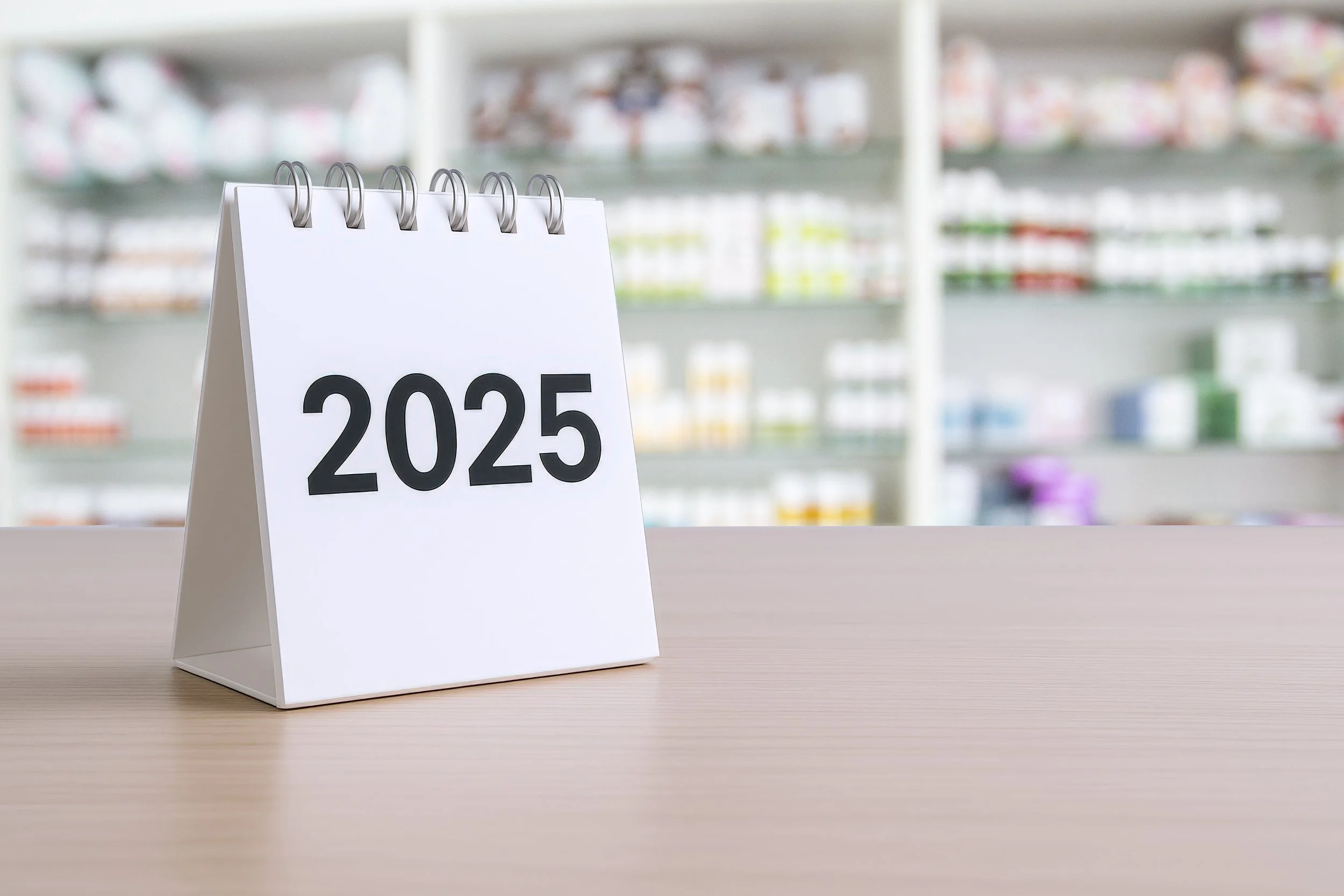 Calendar on NHS pharmacy counter showing changes to core hours regulations