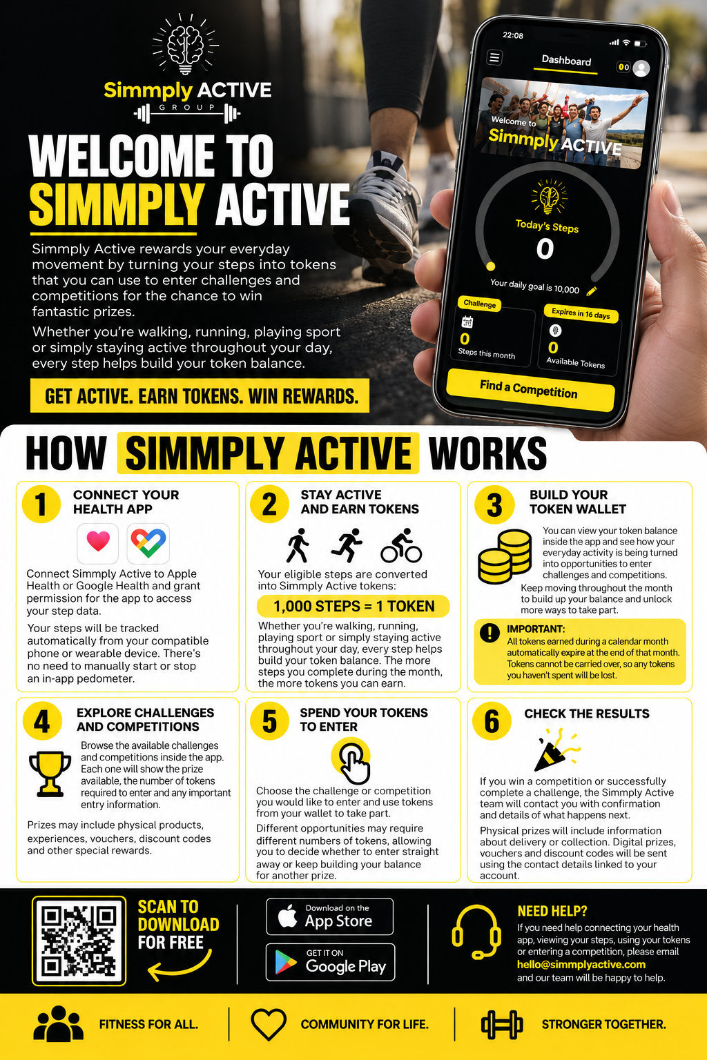 Simmply Active App poster - how it works