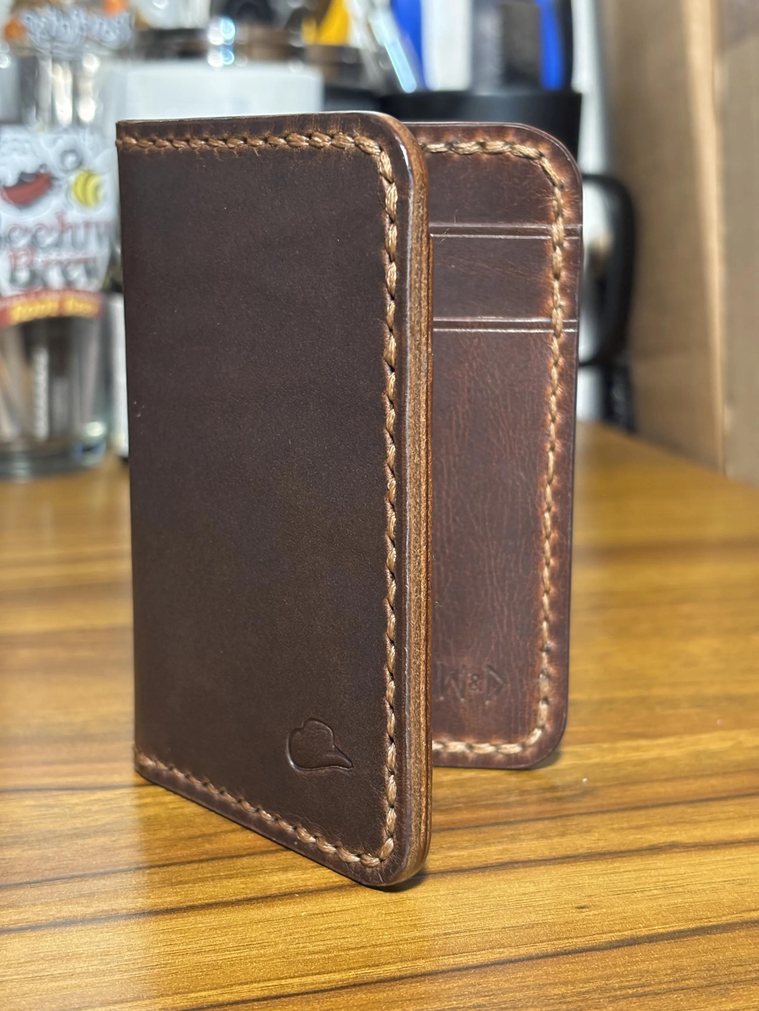 The Cowboy Bifold Wallet | Horween Dublin Veg Tan Leather Wallet | Handmade Full Grain Leather | Saddle Stitched | Made in USA - Unlined