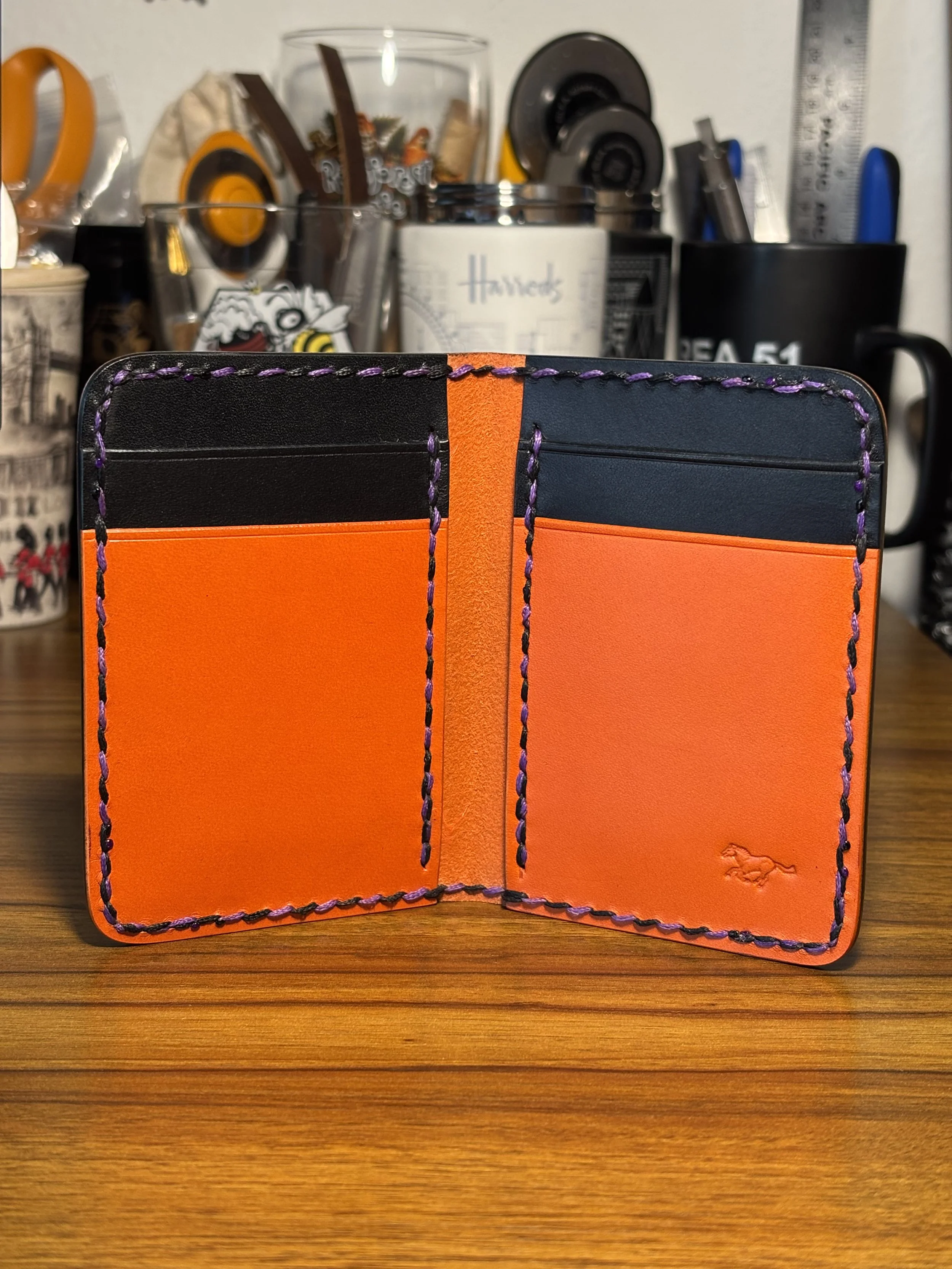 The Headless Horseman Bifold Wallet - Wickett & Craig Bridle Leather - Halloween Wallet - Handmade - V 1.0
