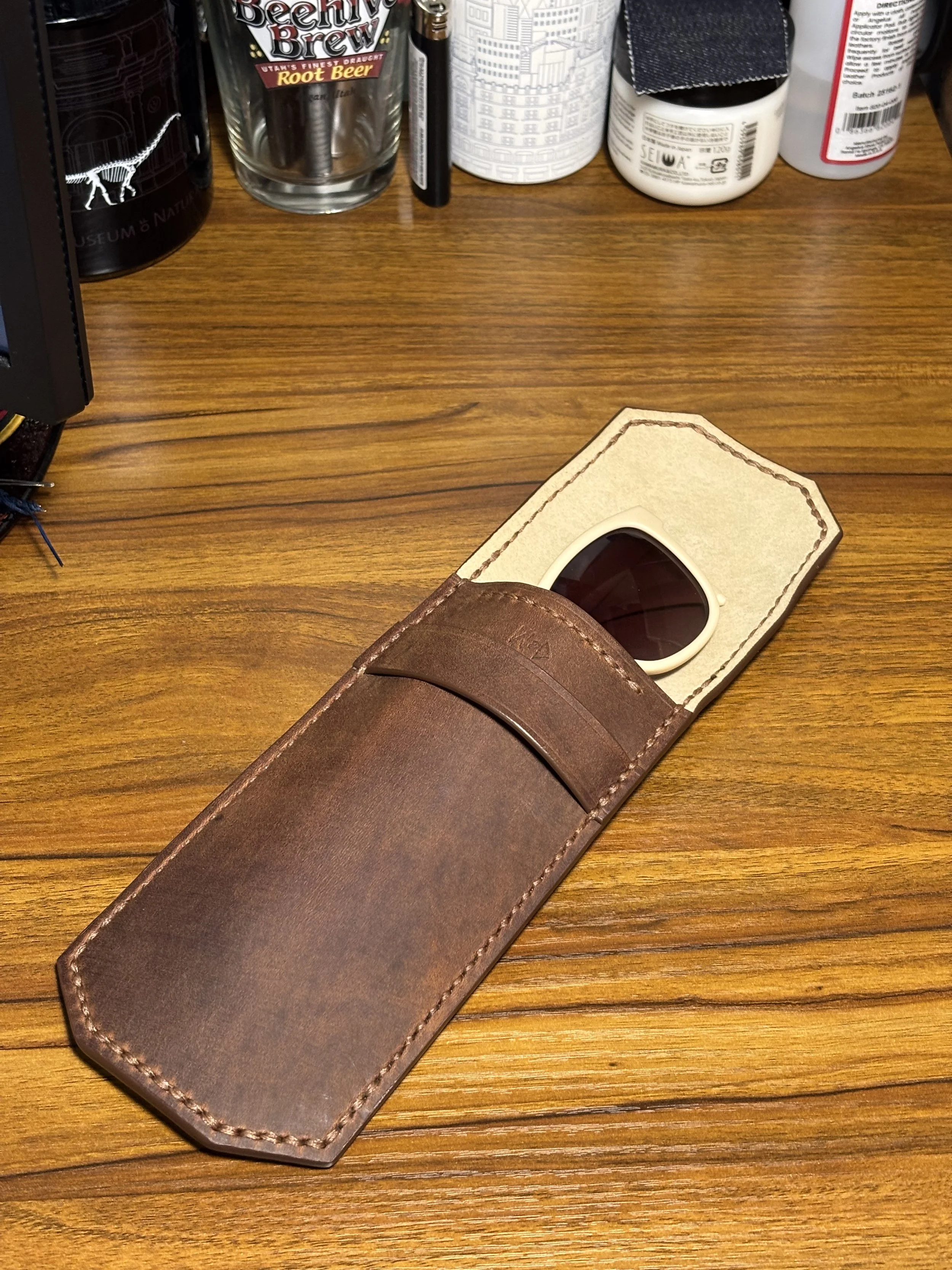 The Lookout Soft Sunglasses Case - Full Grain Leather Eyeglass Case - Handmade Leather Glasses Holder - Western Gift