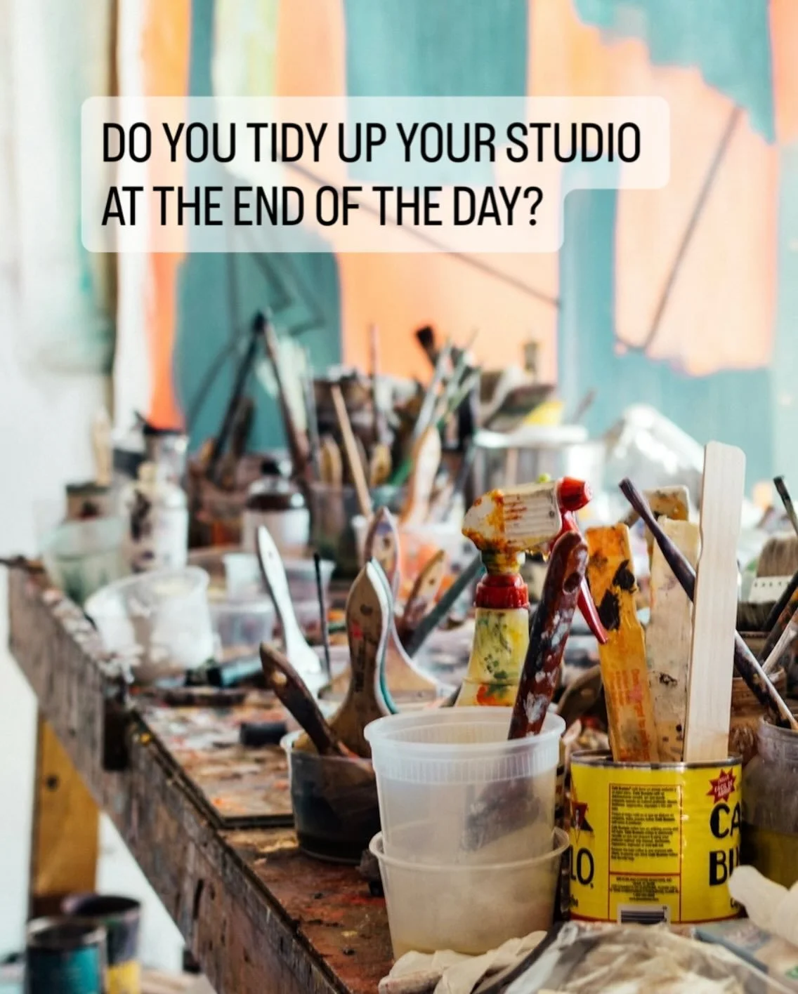 Artist studios are such a personal space, sometimes they&rsquo;re messy and sometimes they&rsquo;re as clean as a whistle 😉

It also takes time to settle into your studio and make it feel like home.

What do you have in your studio to make it feel l