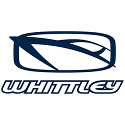 Whittley logo featuring a stylized pair of eyeglasses and the brand name beneath.