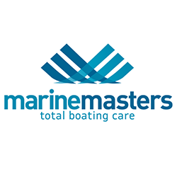 Marinemasters logo with a stylized wave design and the text 'marinemasters total boating care'