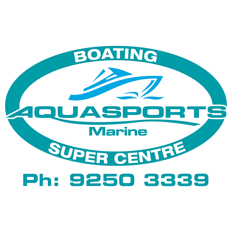 Logo for Boating Aquasports Marine Super Centre featuring a stylized boat within an oval design.
