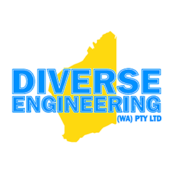 Logo of Diverse Engineering featuring the outline of the state of Washington in yellow with the company name in blue text.