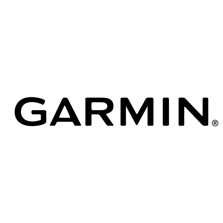 Black background with the white Garmin logo.